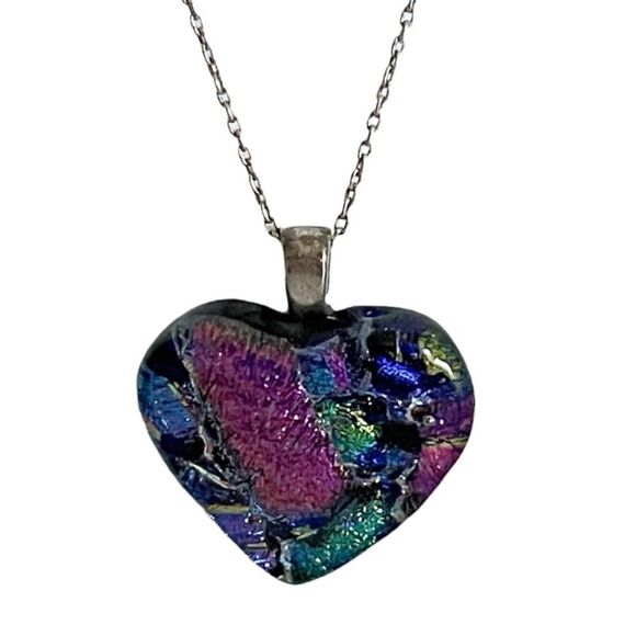 Artisan Handmade Glass Heart Necklace - Picture 1 of 7